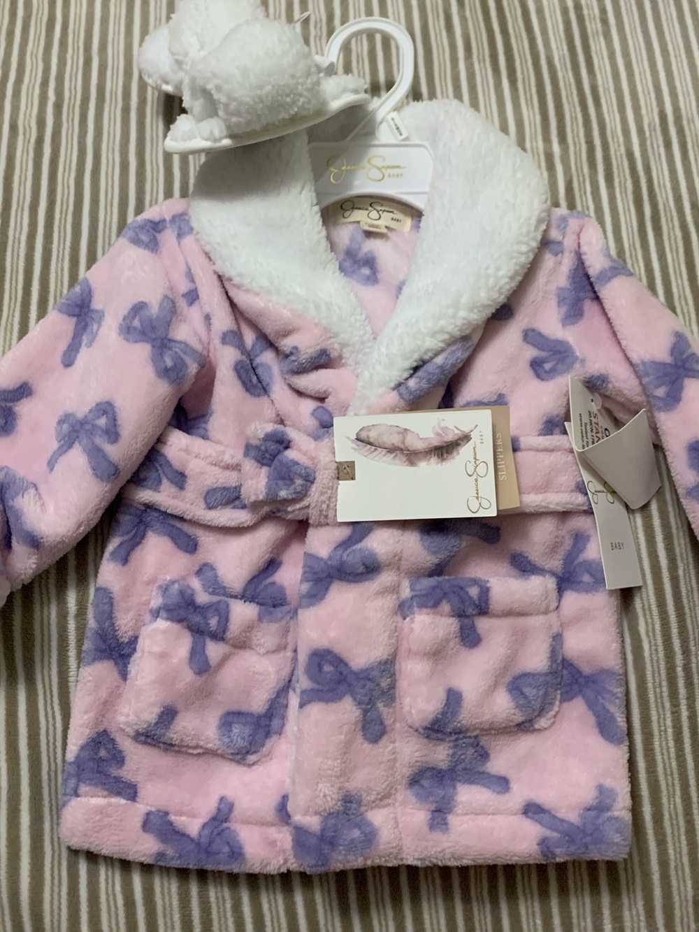 Jessica Simpson Pink and Purple Plush Bow Robe for Kids
